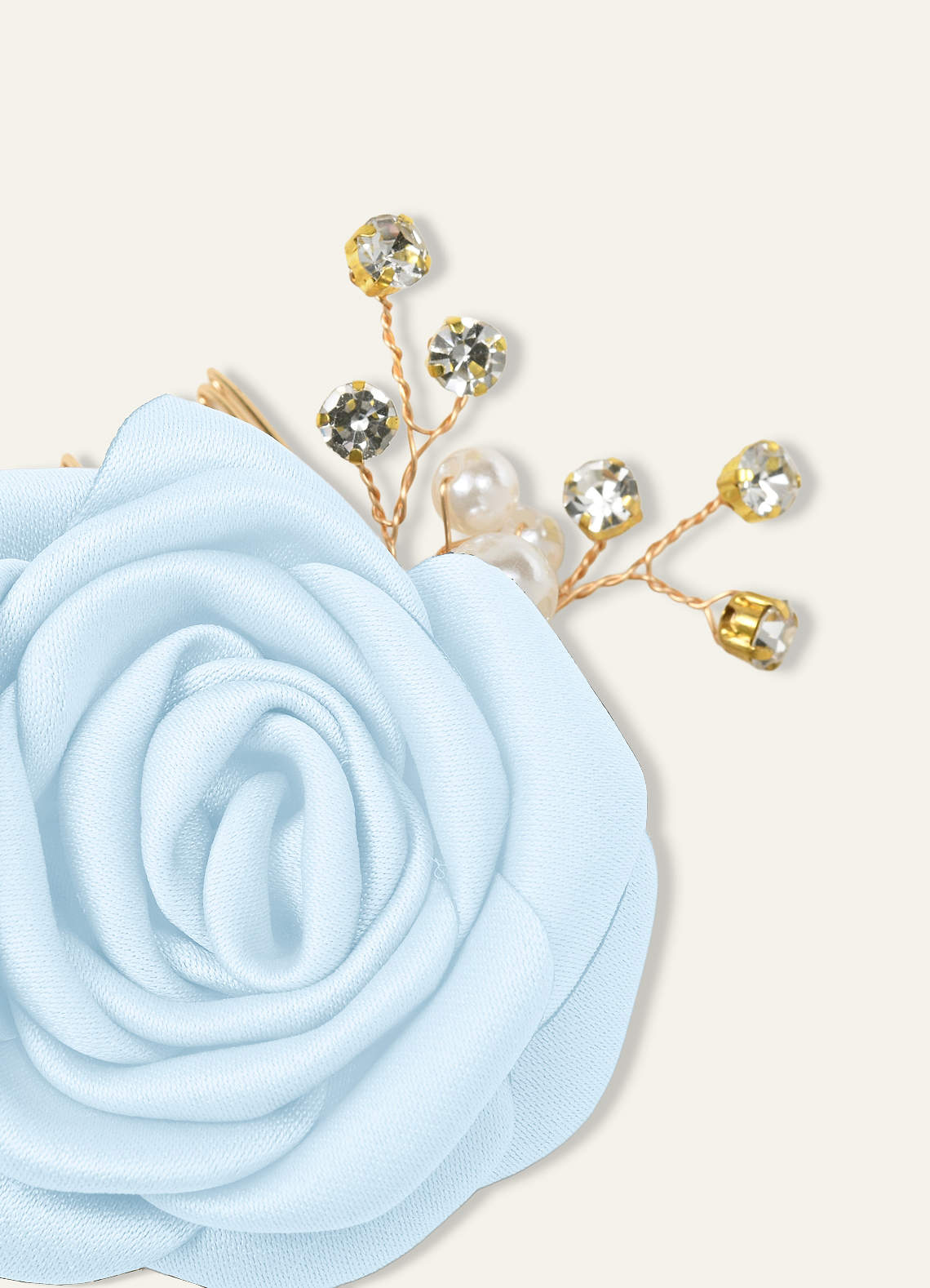 Matching Color Matte Satin Rose Hairpin Set — Sky Blue — 图 134/244