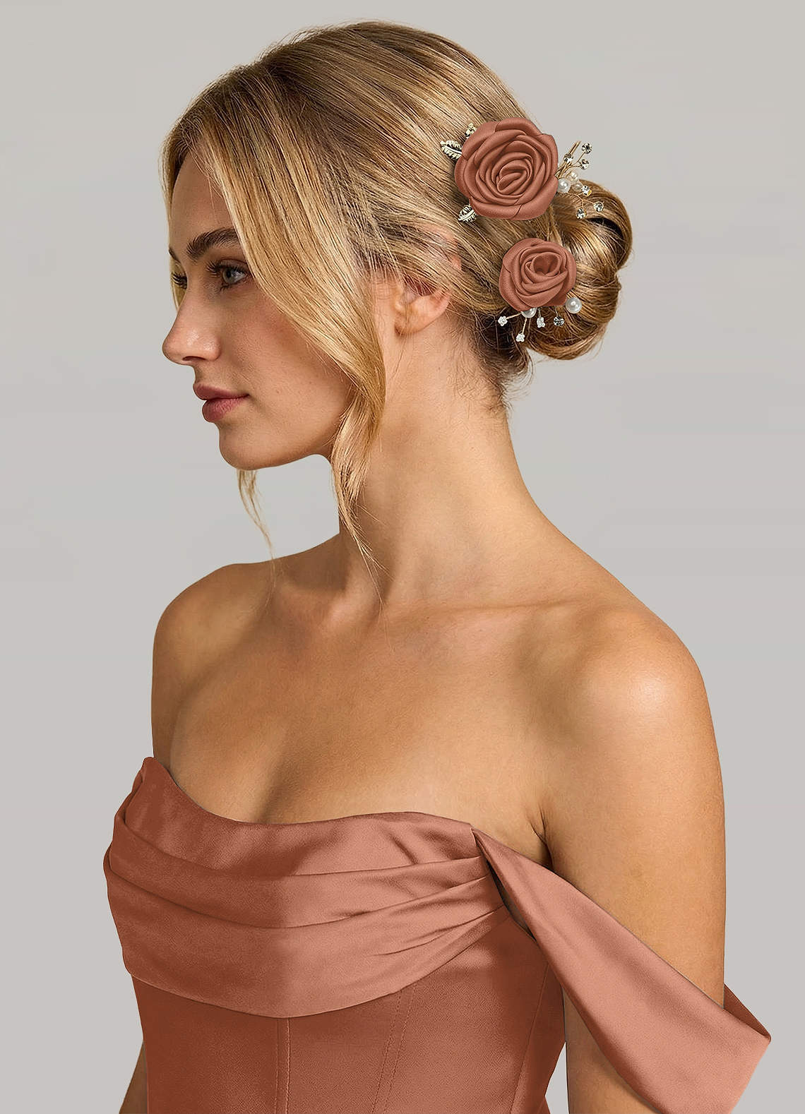 Matching Color Matte Satin Rose Hairpin Set — Bronzer — 图 113/244