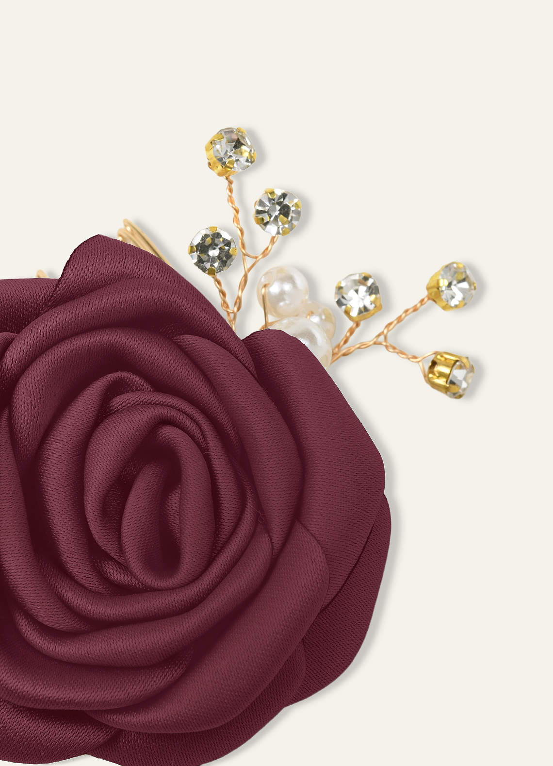 Matching Color Matte Satin Rose Hairpin Set — Cabernet — 图 170/244