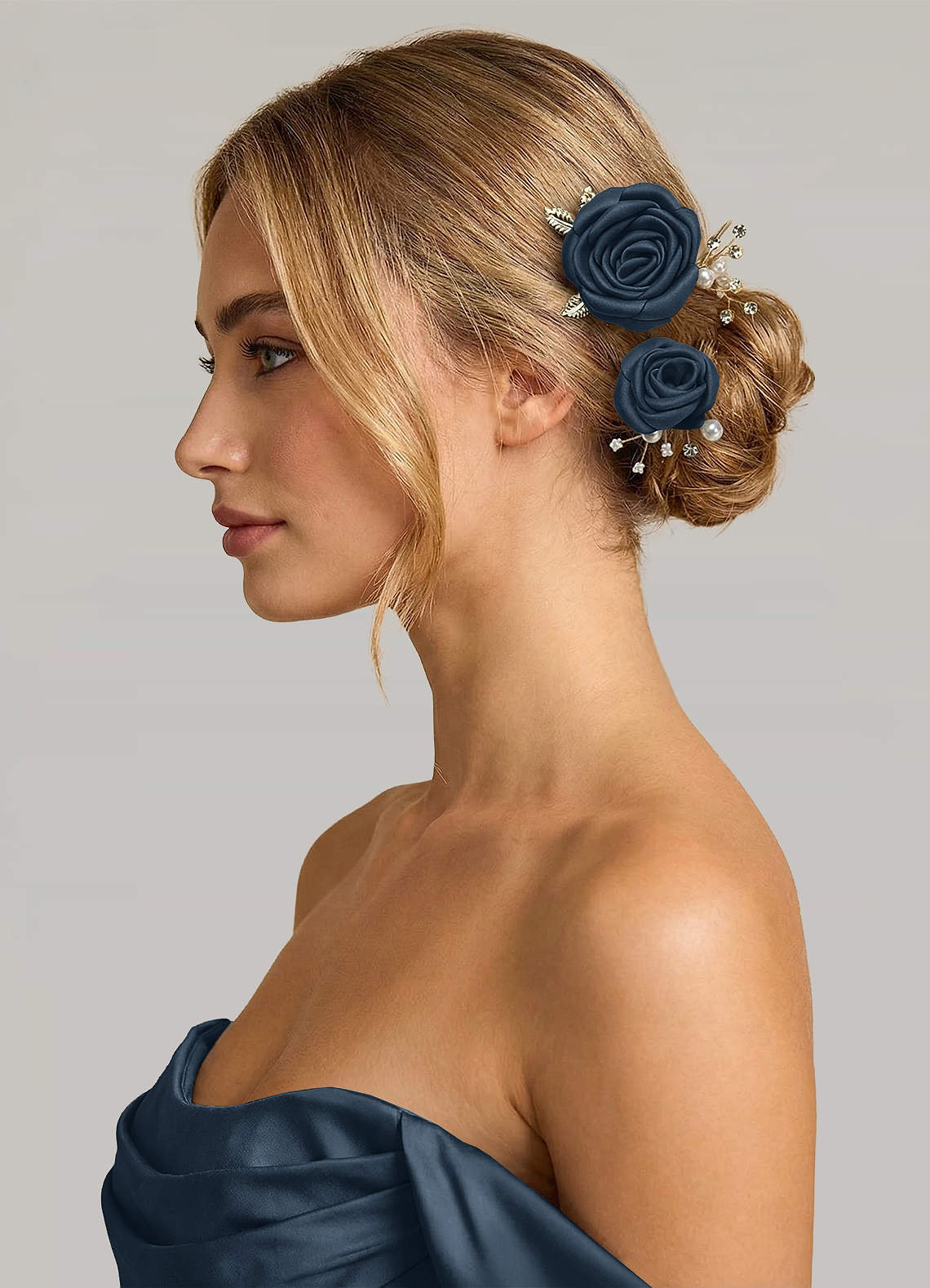 Matching Color Matte Satin Rose Hairpin Set — Neptune — 图 204/244