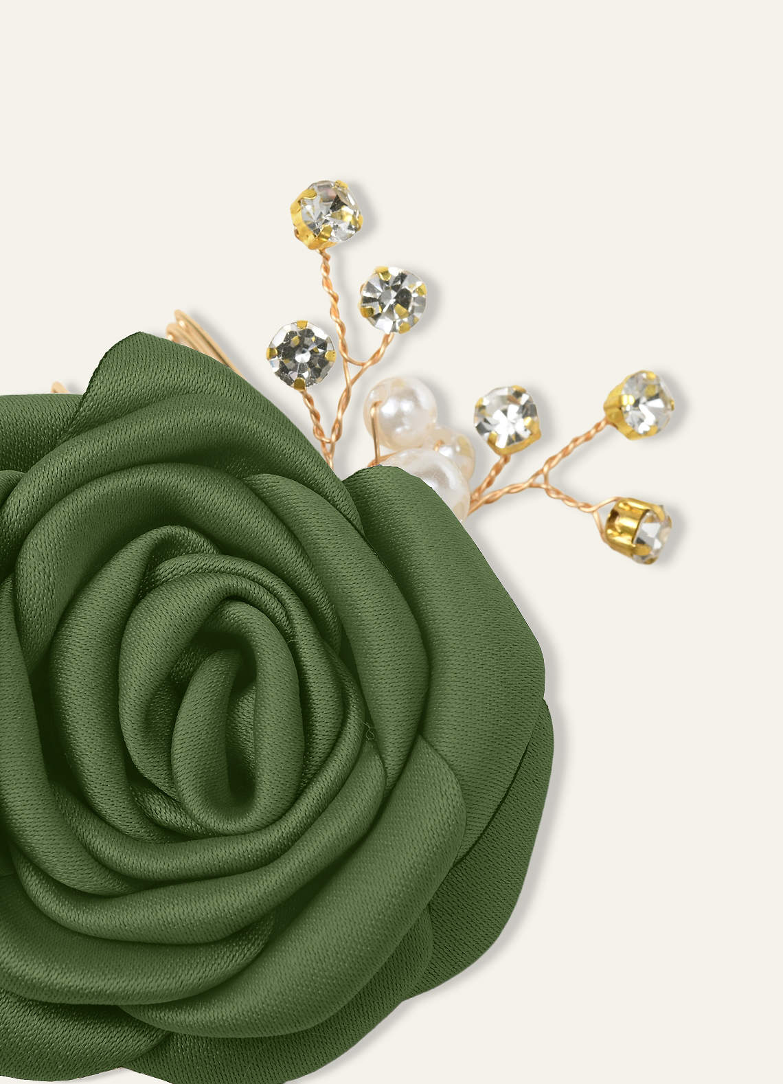 Matching Color Matte Satin Rose Hairpin Set — Olive — 图 129/244
