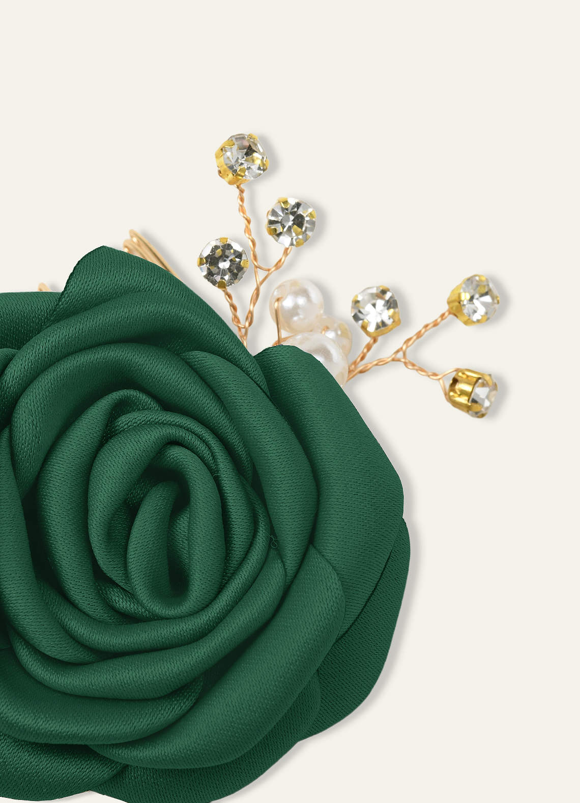 Matching Color Matte Satin Rose Hairpin Set — Dark Green — 图 130/244