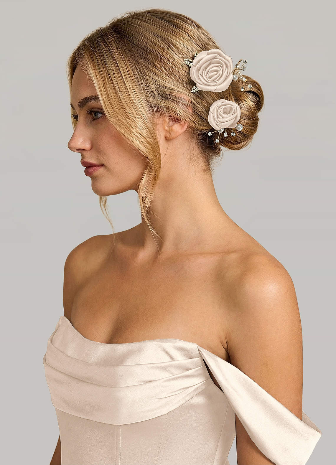 Matching Color Matte Satin Rose Hairpin Set — White Alabaster — 图 117/244