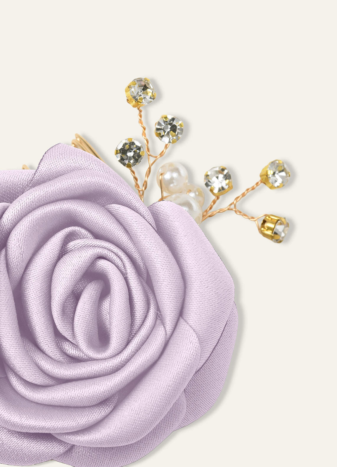 Matching Color Matte Satin Rose Hairpin Set — Frosted Lilac — 图 154/244