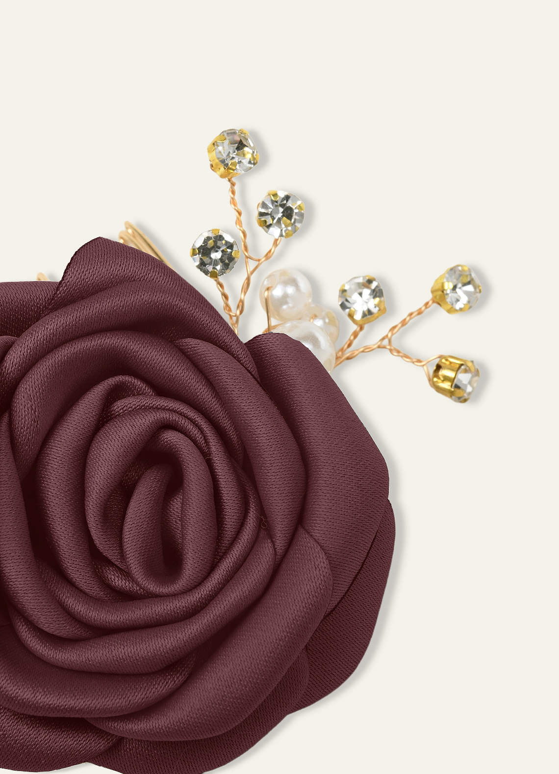 Matching Color Matte Satin Rose Hairpin Set — Sangria — 图 161/244