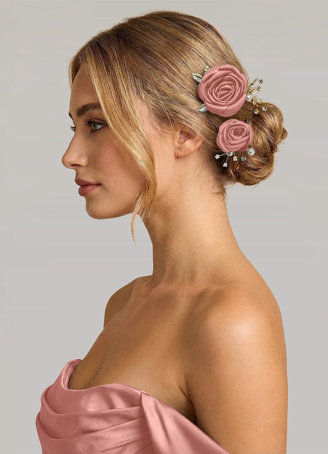Matching Color Matte Satin Rose Hairpin Set — Rosette — 图 208/244