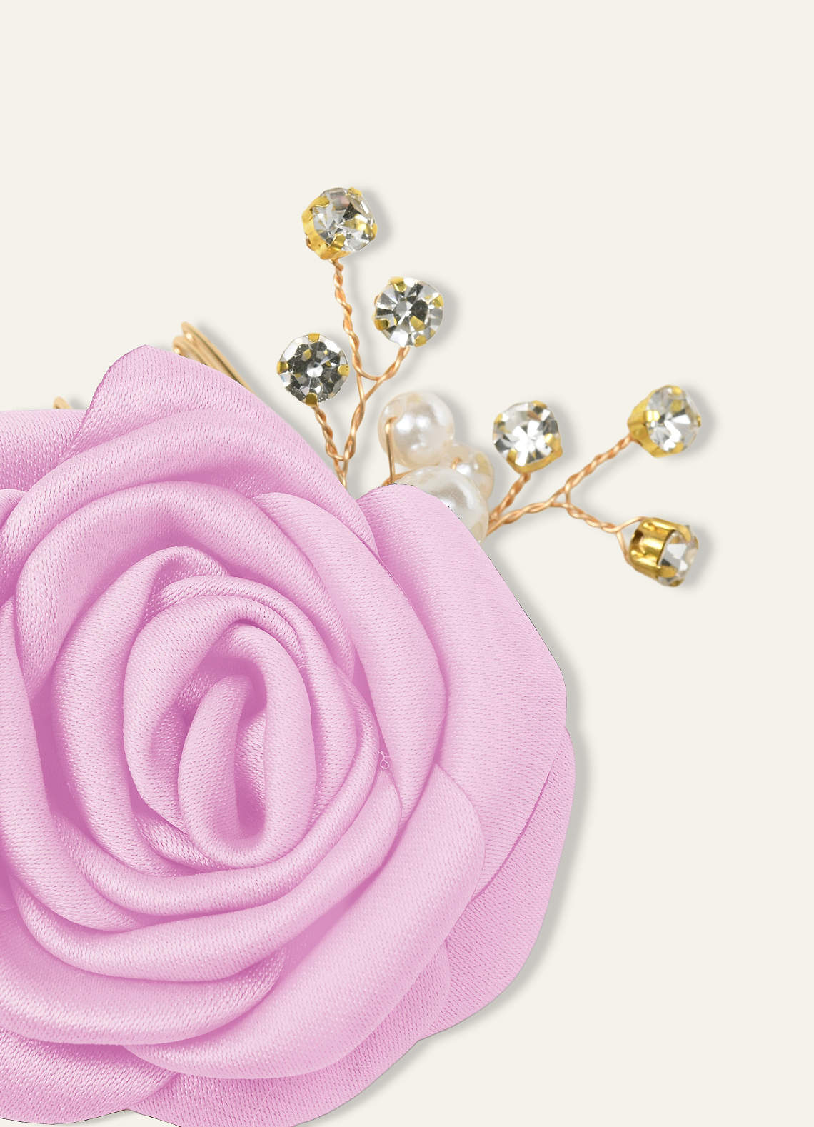 Matching Color Matte Satin Rose Hairpin Set — candy pink — 图 151/244