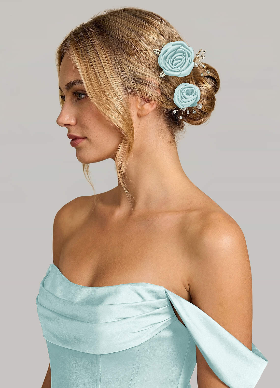 Matching Color Matte Satin Rose Hairpin Set — Sea Glass — 图 74/244