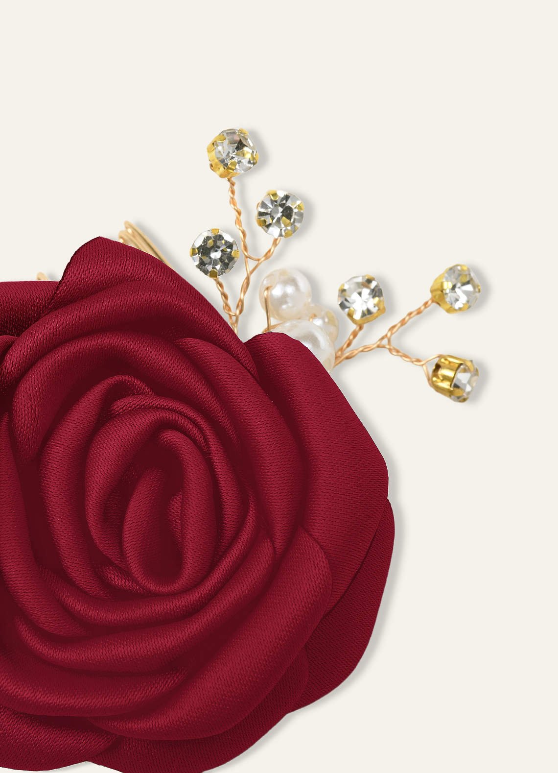 Matching Color Matte Satin Rose Hairpin Set — Burgundy — 图 169/244