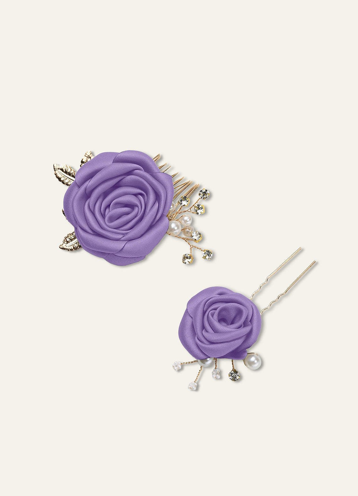 Matching Color Matte Satin Rose Hairpin Set — Tahiti — 图 35/244