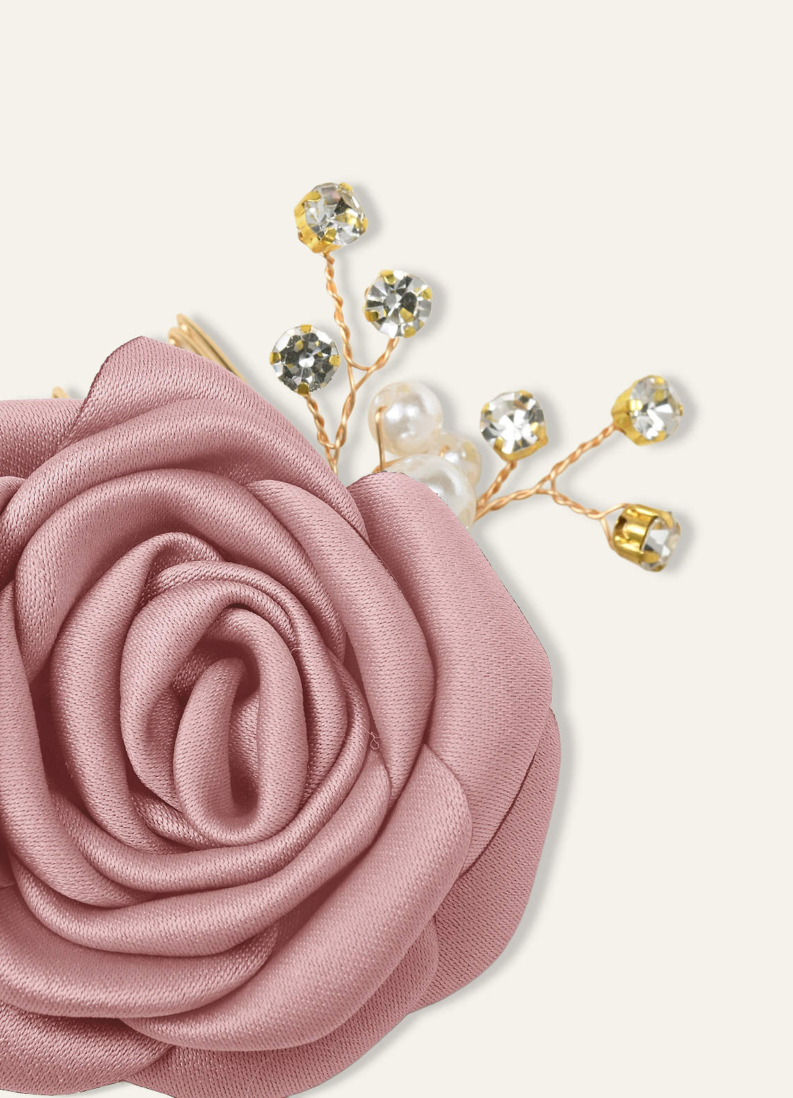 Matching Color Matte Satin Rose Hairpin Set — Dusty Rose — 图 146/244