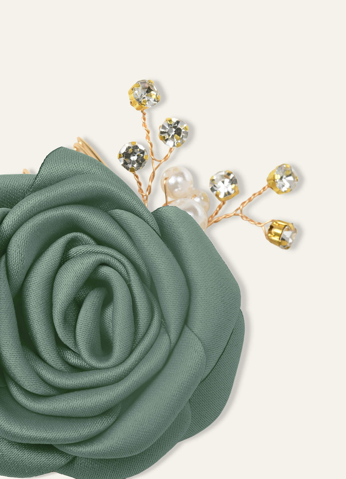 Matching Color Matte Satin Rose Hairpin Set — eucalyptus — 图 127/244