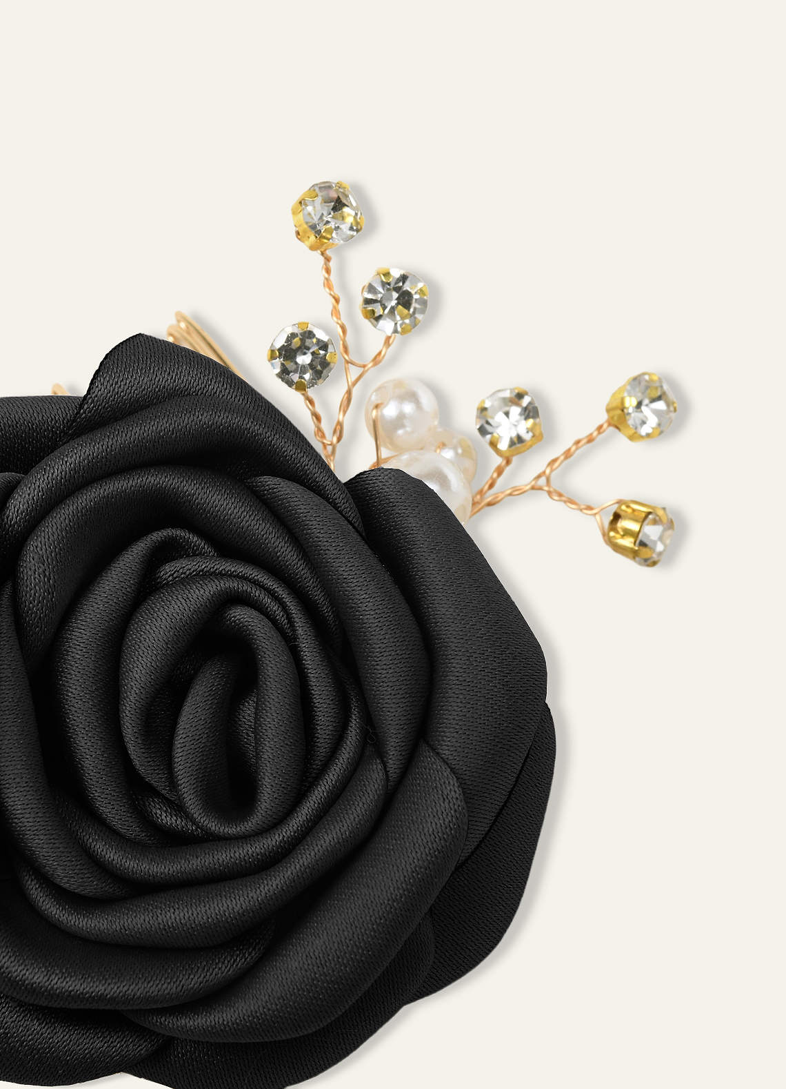Matching Color Matte Satin Rose Hairpin Set — black — 图 181/244