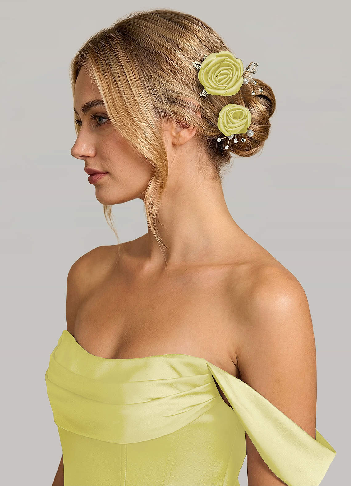 Matching Color Matte Satin Rose Hairpin Set — Lemon Sorbet — 图 114/244