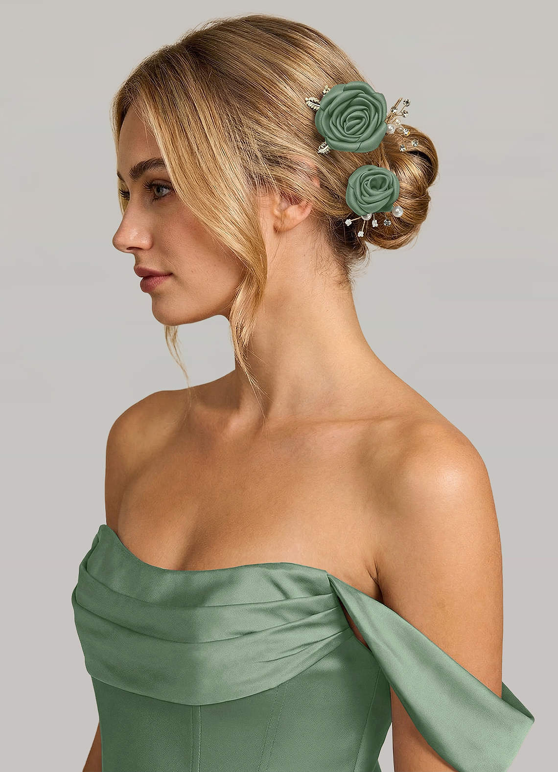 Matching Color Matte Satin Rose Hairpin Set — matcha — 图 65/244
