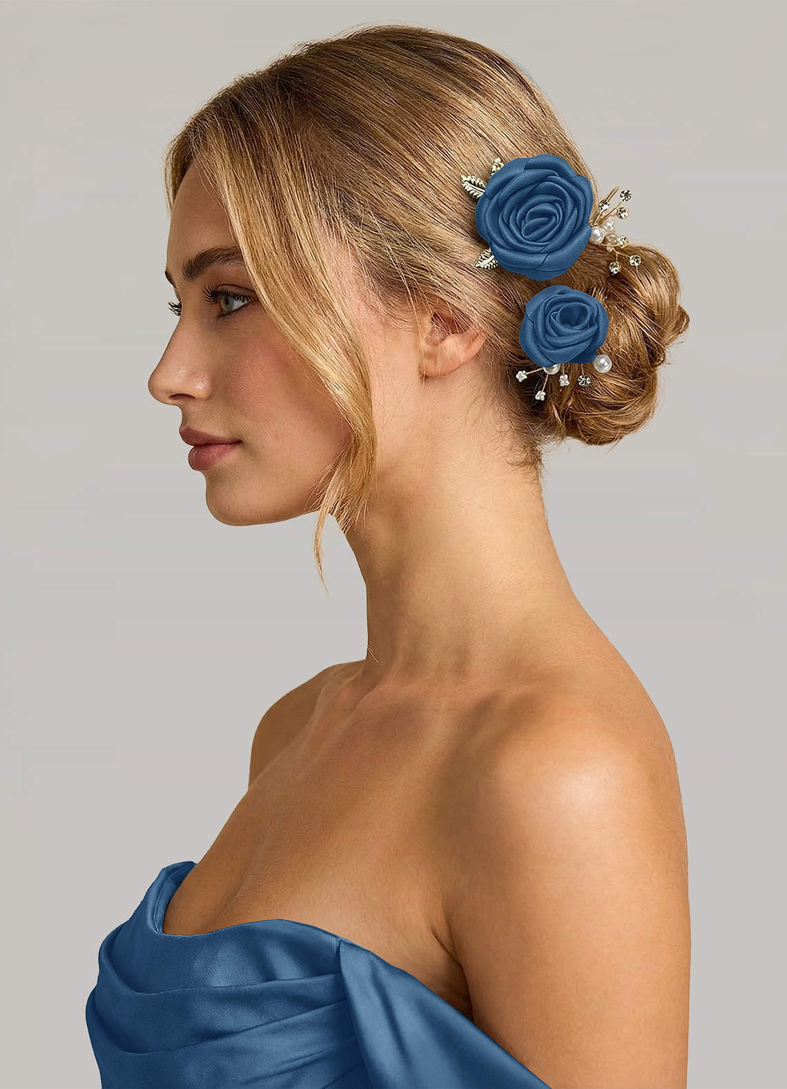 Matching Color Matte Satin Rose Hairpin Set — Twilight — 图 201/244