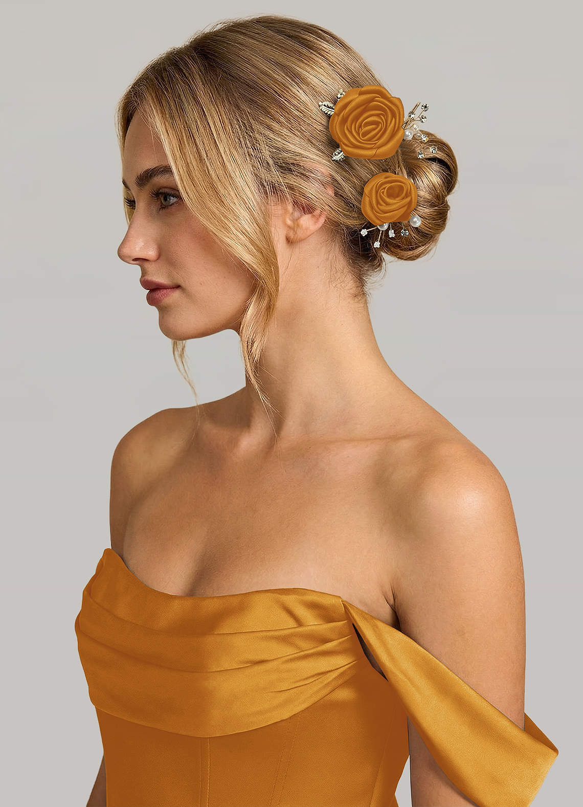 Matching Color Matte Satin Rose Hairpin Set — butterscotch — 图 116/244