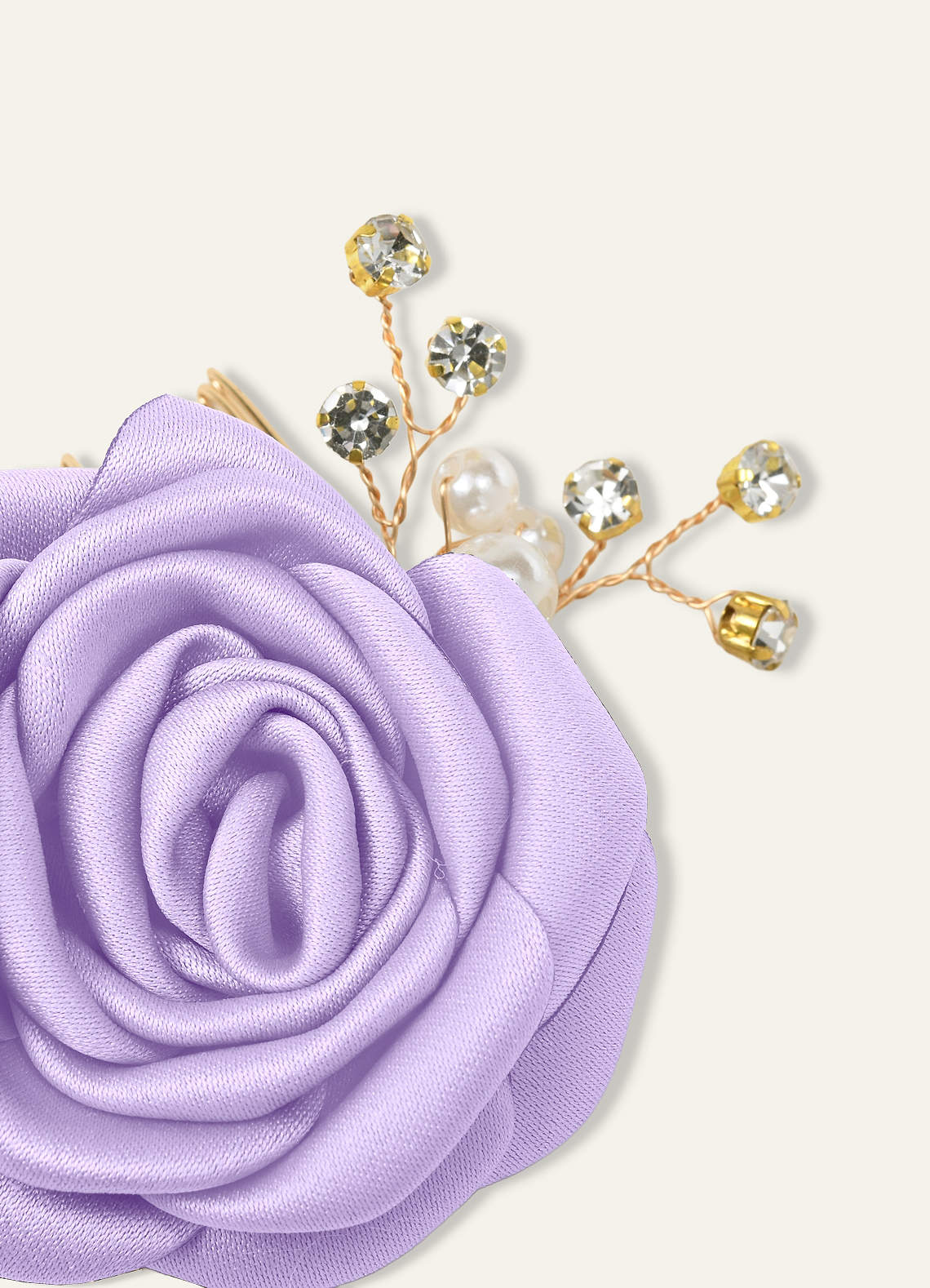 Matching Color Matte Satin Rose Hairpin Set — Lilac — 图 155/244