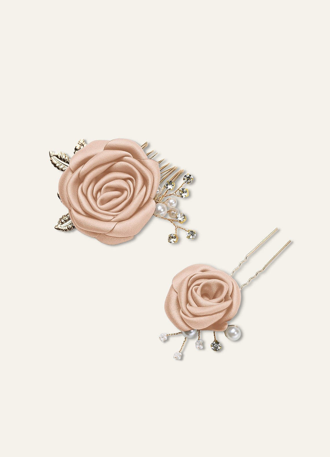 Matching Color Matte Satin Rose Hairpin Set — English Rose — 图 27/244