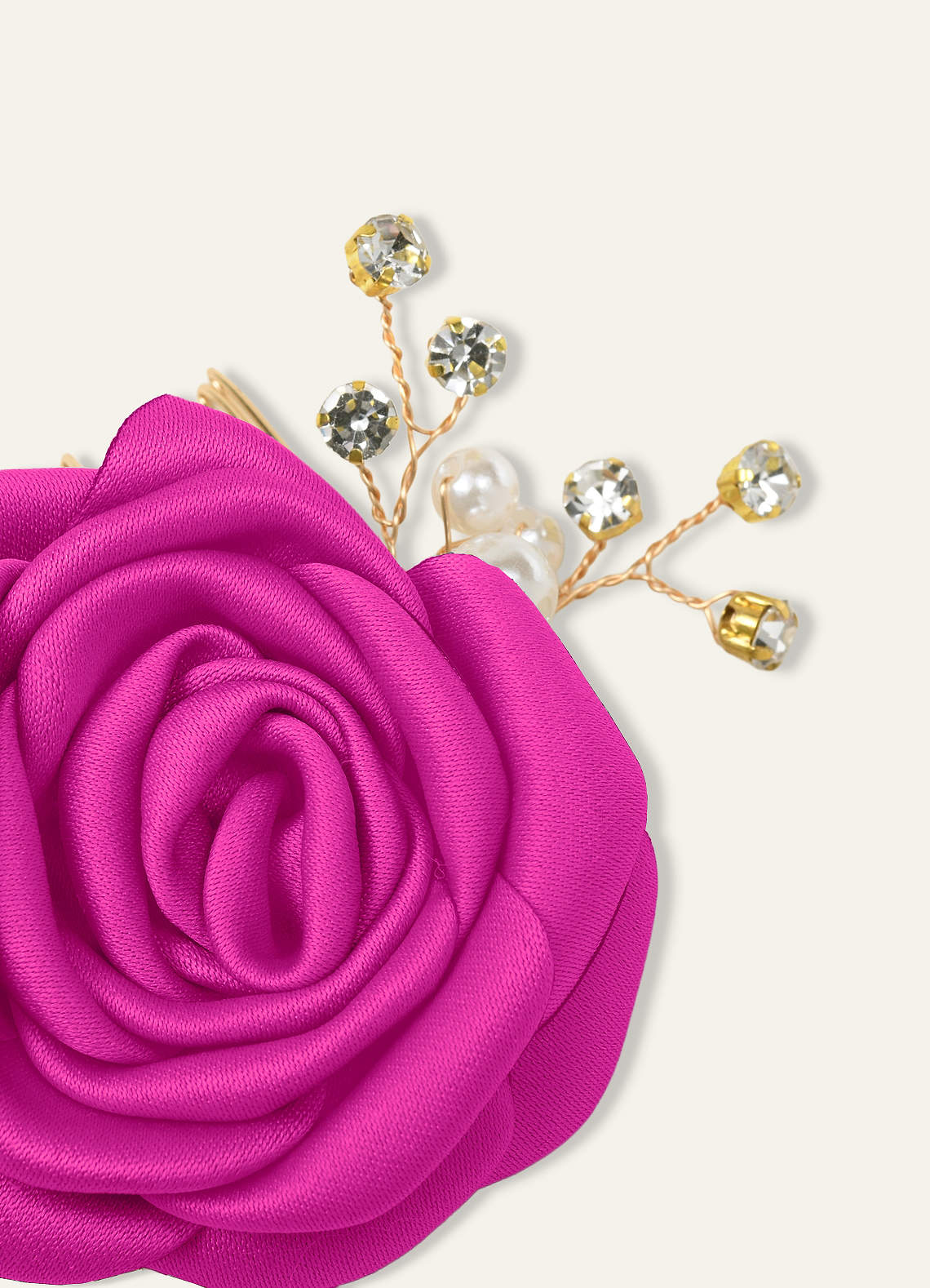 Matching Color Matte Satin Rose Hairpin Set — Fuchsia — 图 153/244