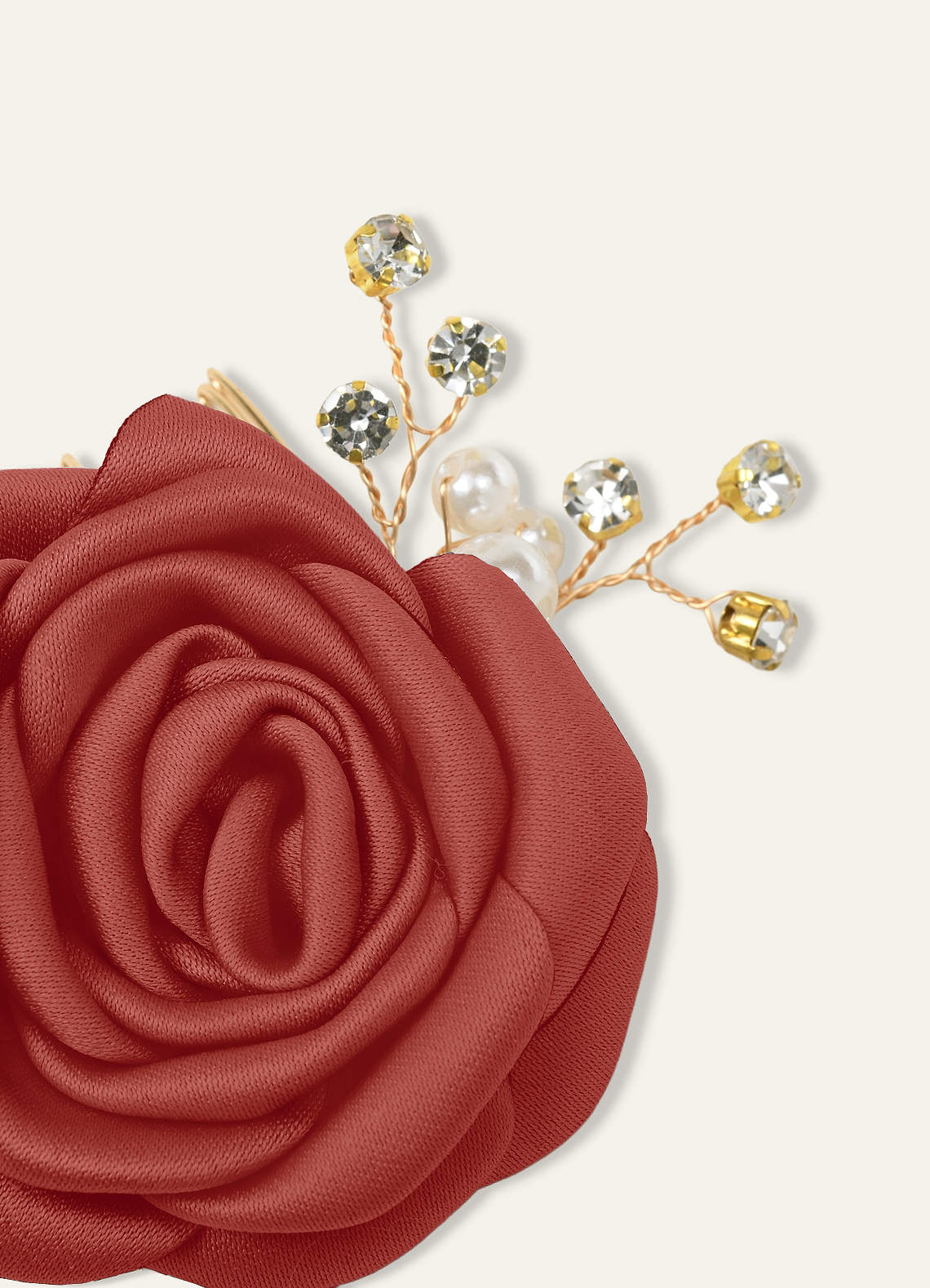 Matching Color Matte Satin Rose Hairpin Set — Terracotta — 图 166/244