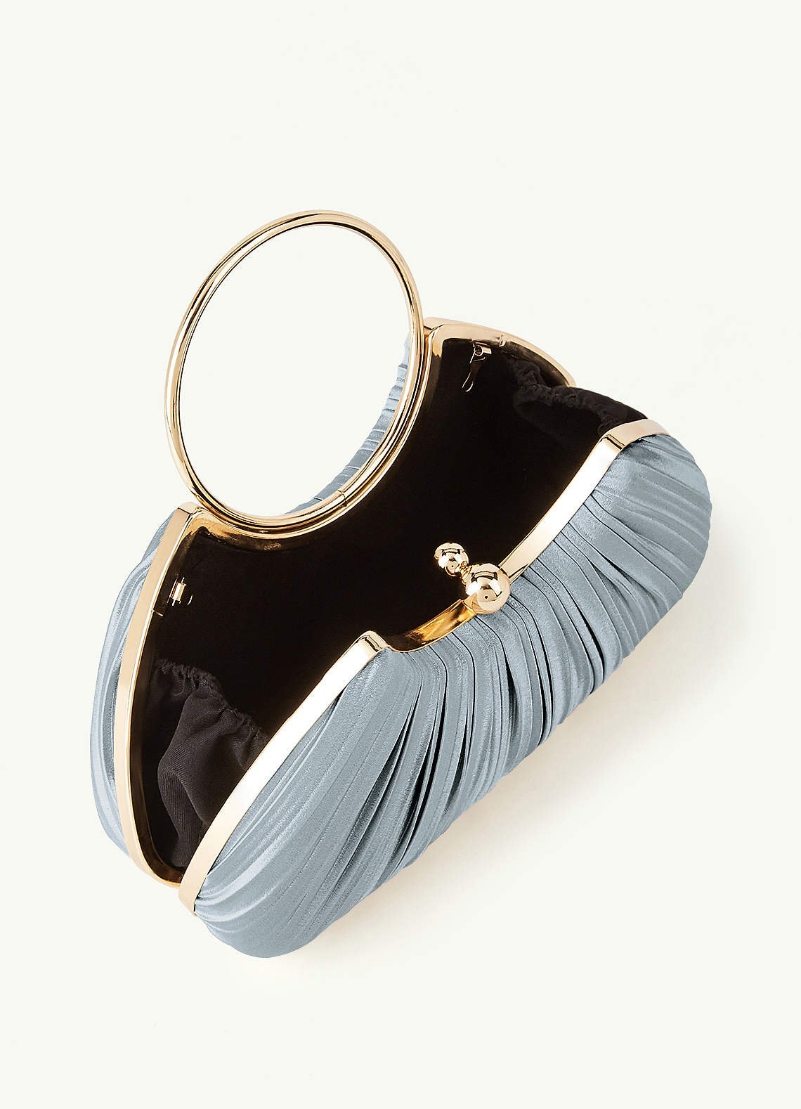 Matching Color Metallic Satin Pleated Handbag — dusty blue — 图 59/204