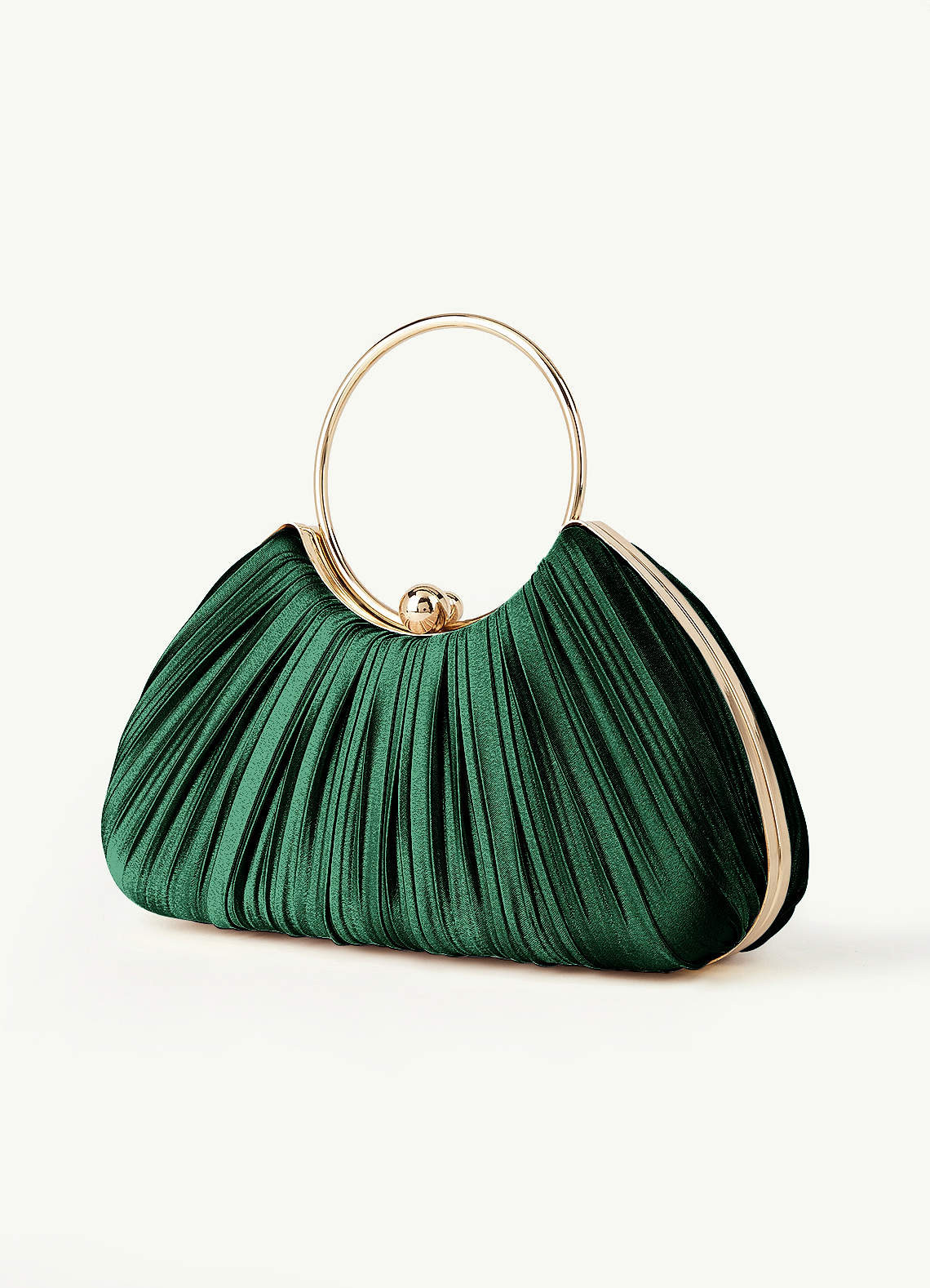Matching Color Metallic Satin Pleated Handbag — Dark Green — 图 36/204
