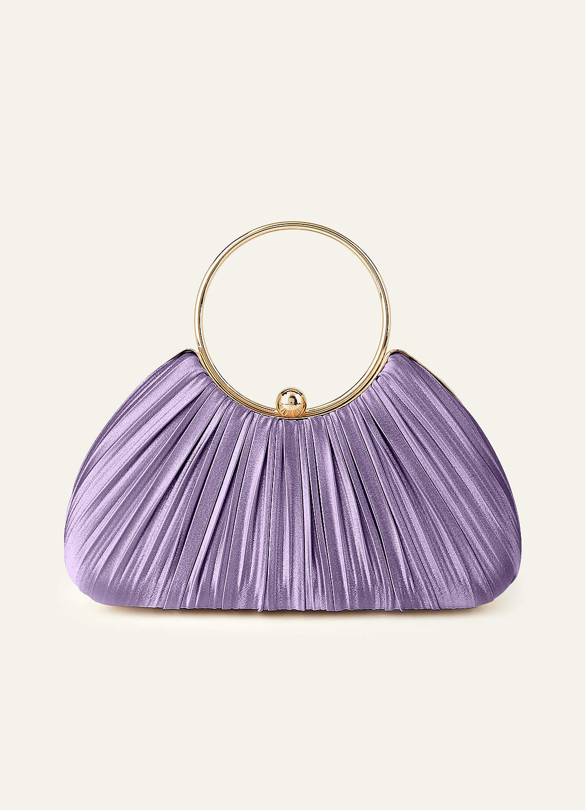 Matching Color Metallic Satin Pleated Handbag — Lilac — 图 91/204