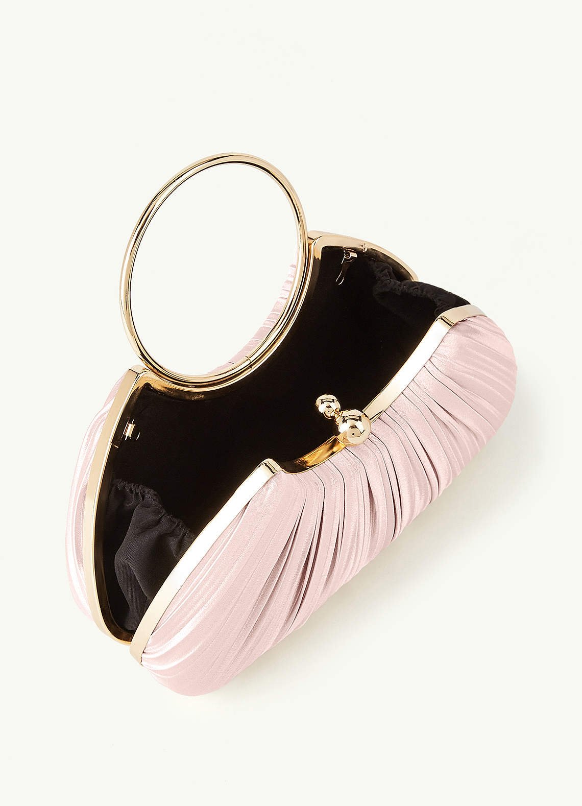 Matching Color Metallic Satin Pleated Handbag — Blushing Pink — 图 71/204