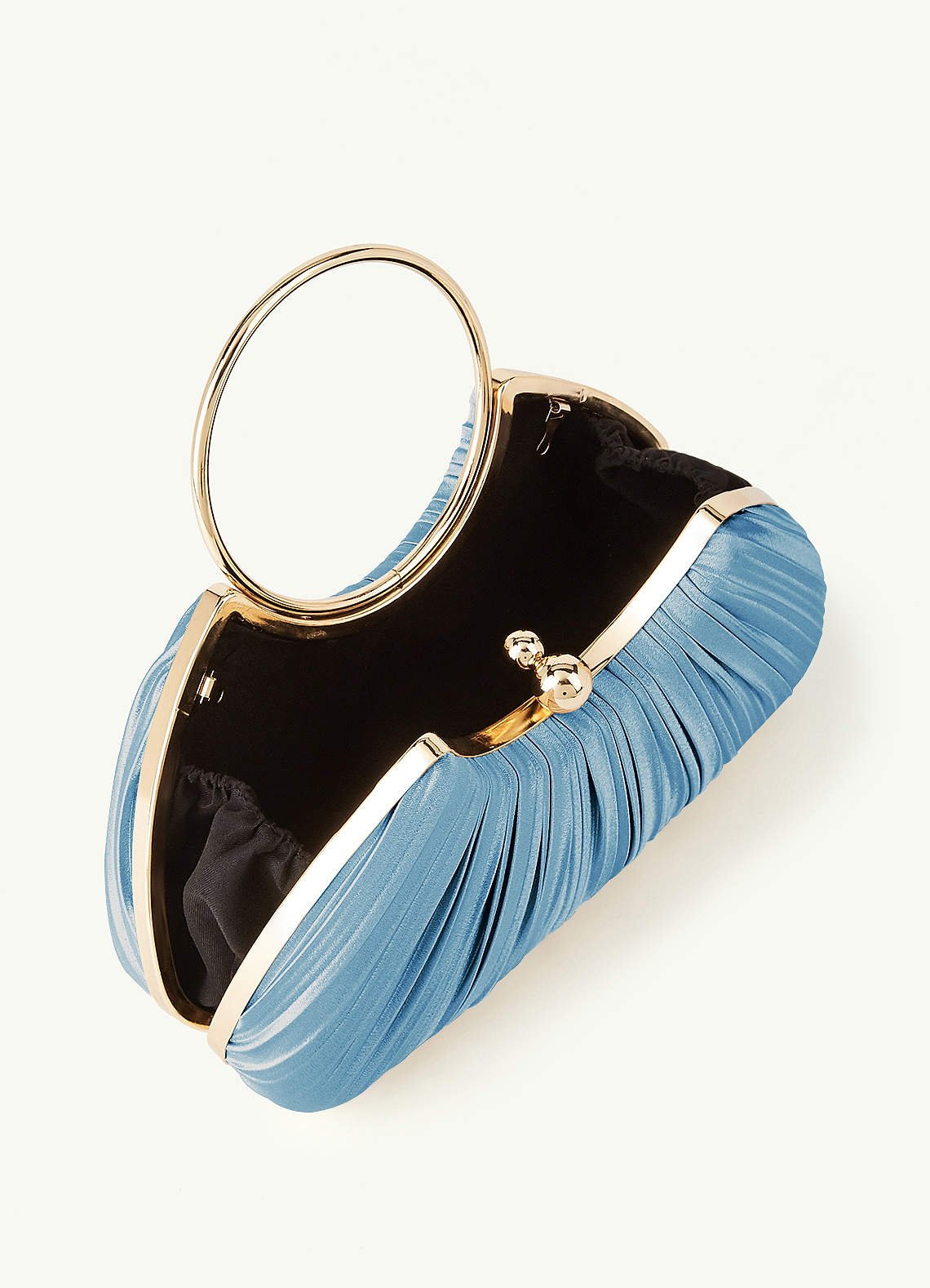 Matching Color Metallic Satin Pleated Handbag — Steel Blue — 图 53/204