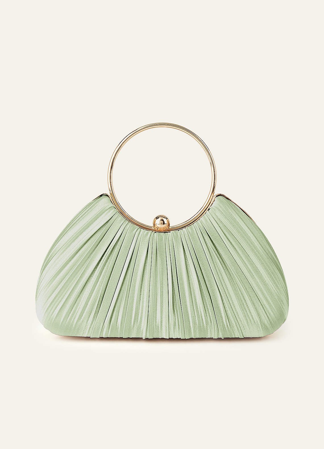 Matching Color Metallic Satin Pleated Handbag — Dusty Sage — 图 1/204