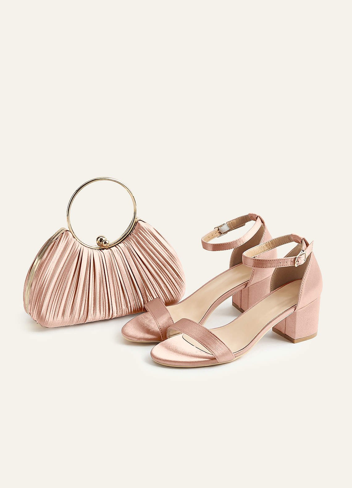 Matching Color Metallic Satin Pleated Handbag — English Rose — 图 86/204