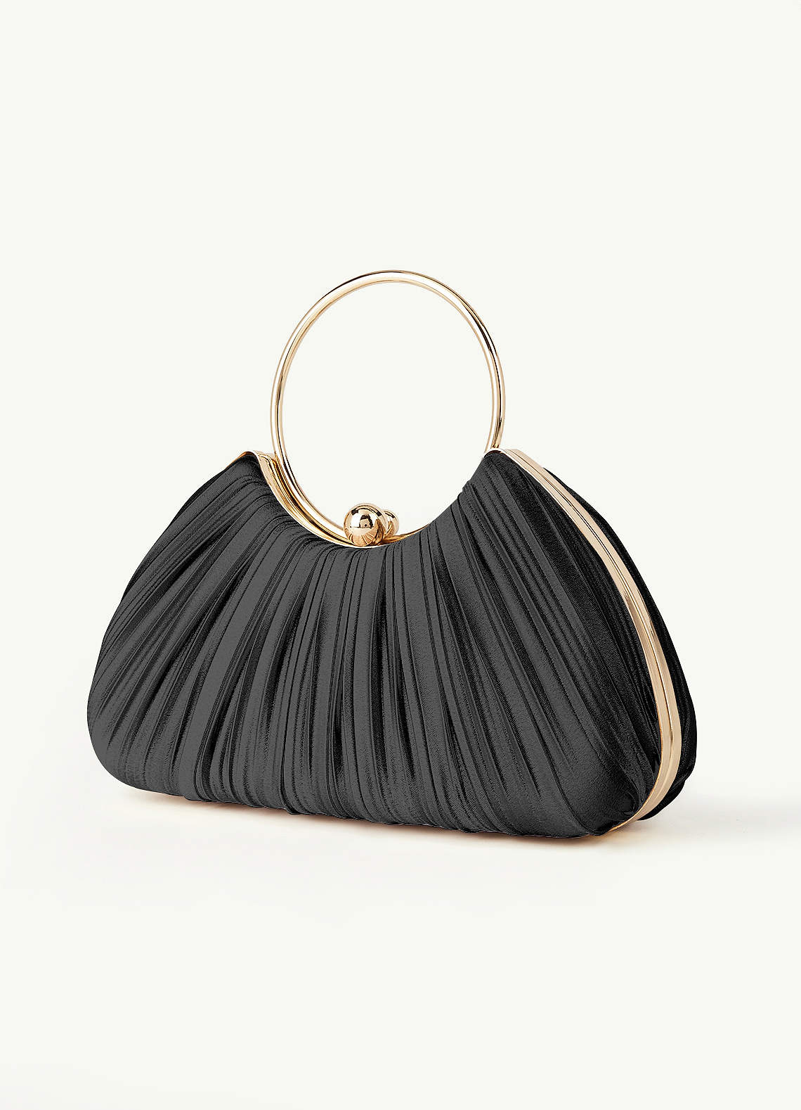 Matching Color Metallic Satin Pleated Handbag — black — 图 204/204