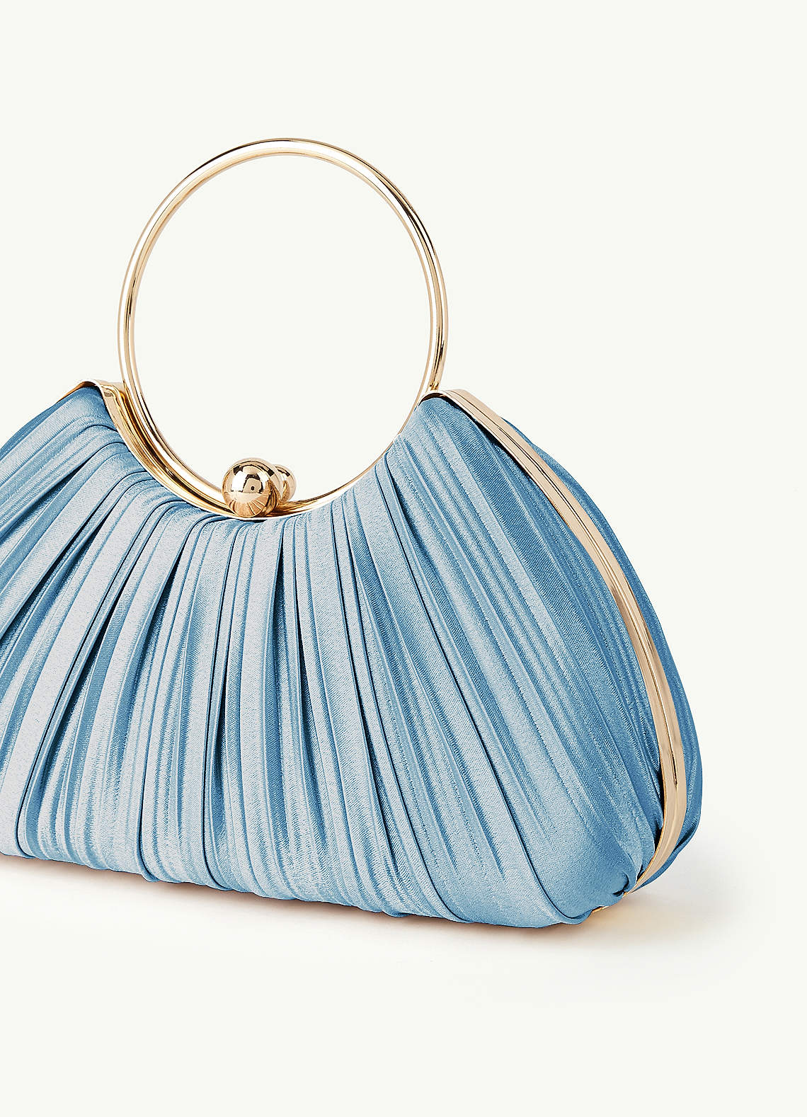Matching Color Metallic Satin Pleated Handbag — Steel Blue — 图 51/204