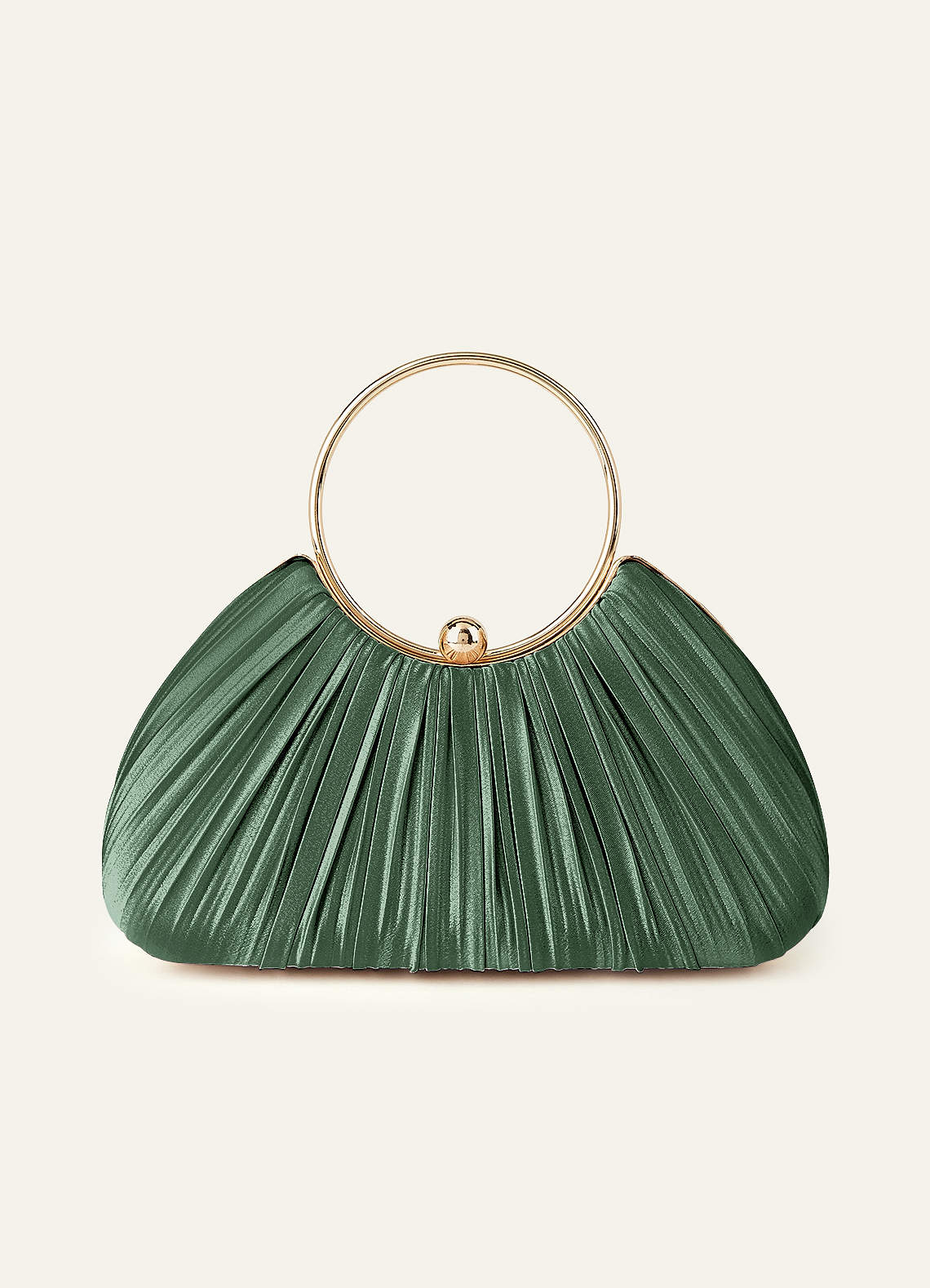 Matching Color Metallic Satin Pleated Handbag — eucalyptus — 图 19/204