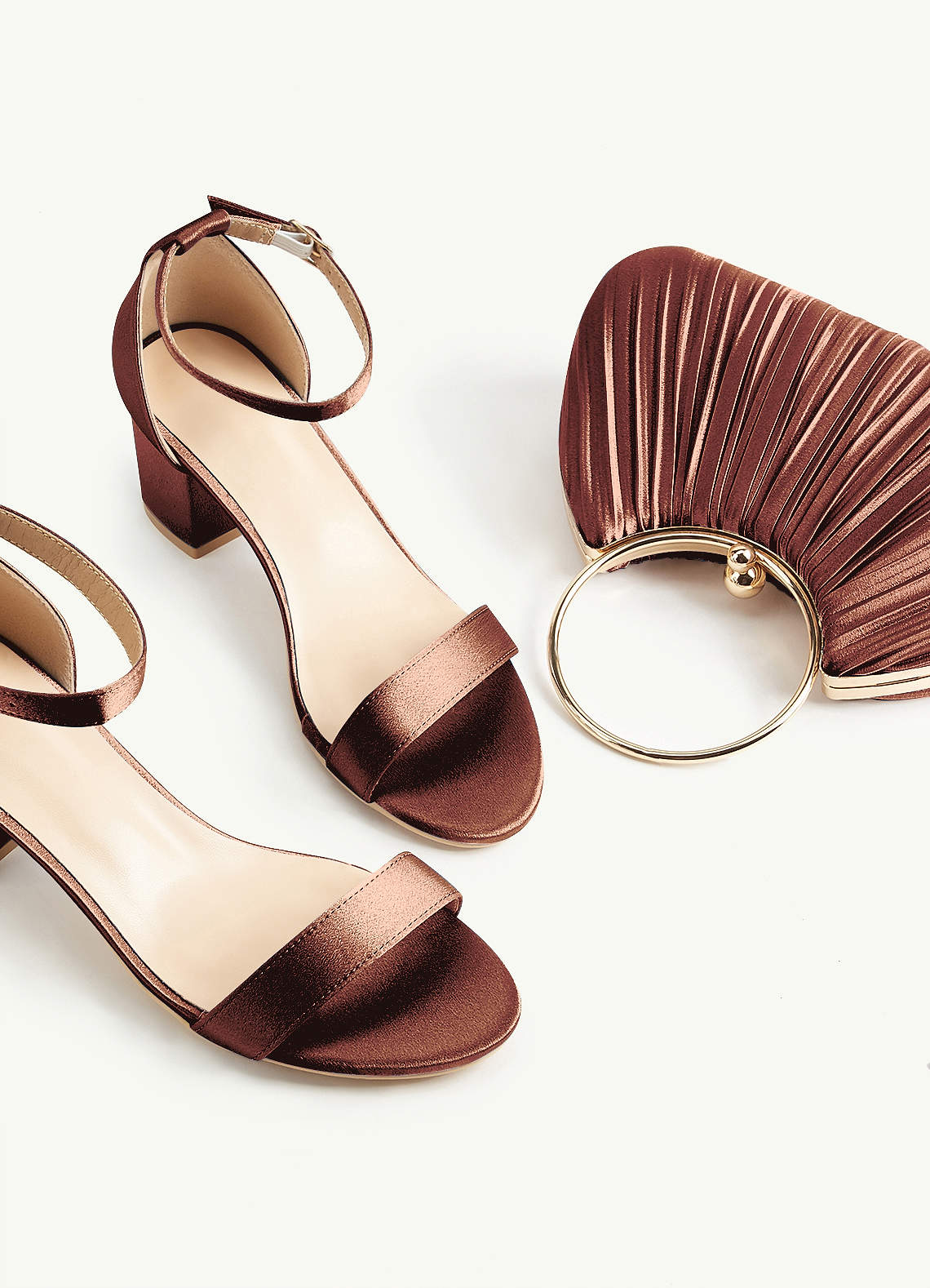 Matching Color Metallic Satin Pleated Handbag — Bronzer — 图 166/204