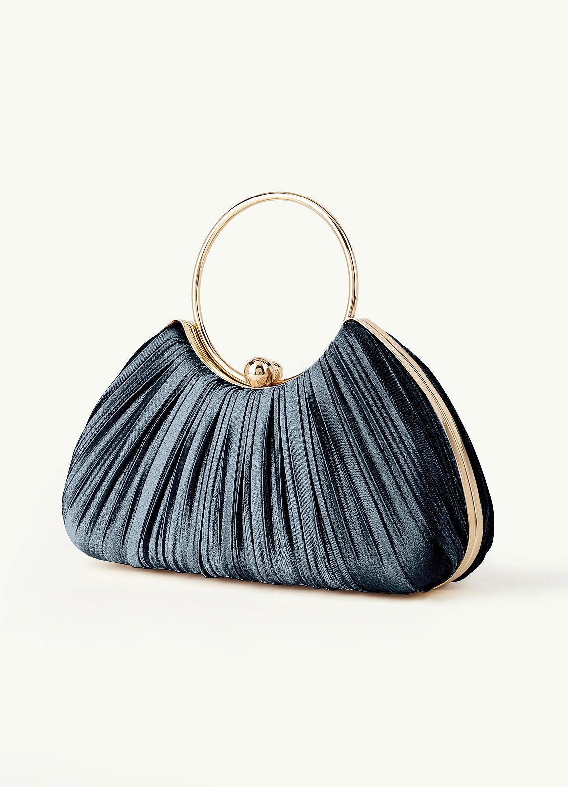 Matching Color Metallic Satin Pleated Handbag — Twilight, Dark Navy — 图 66/204