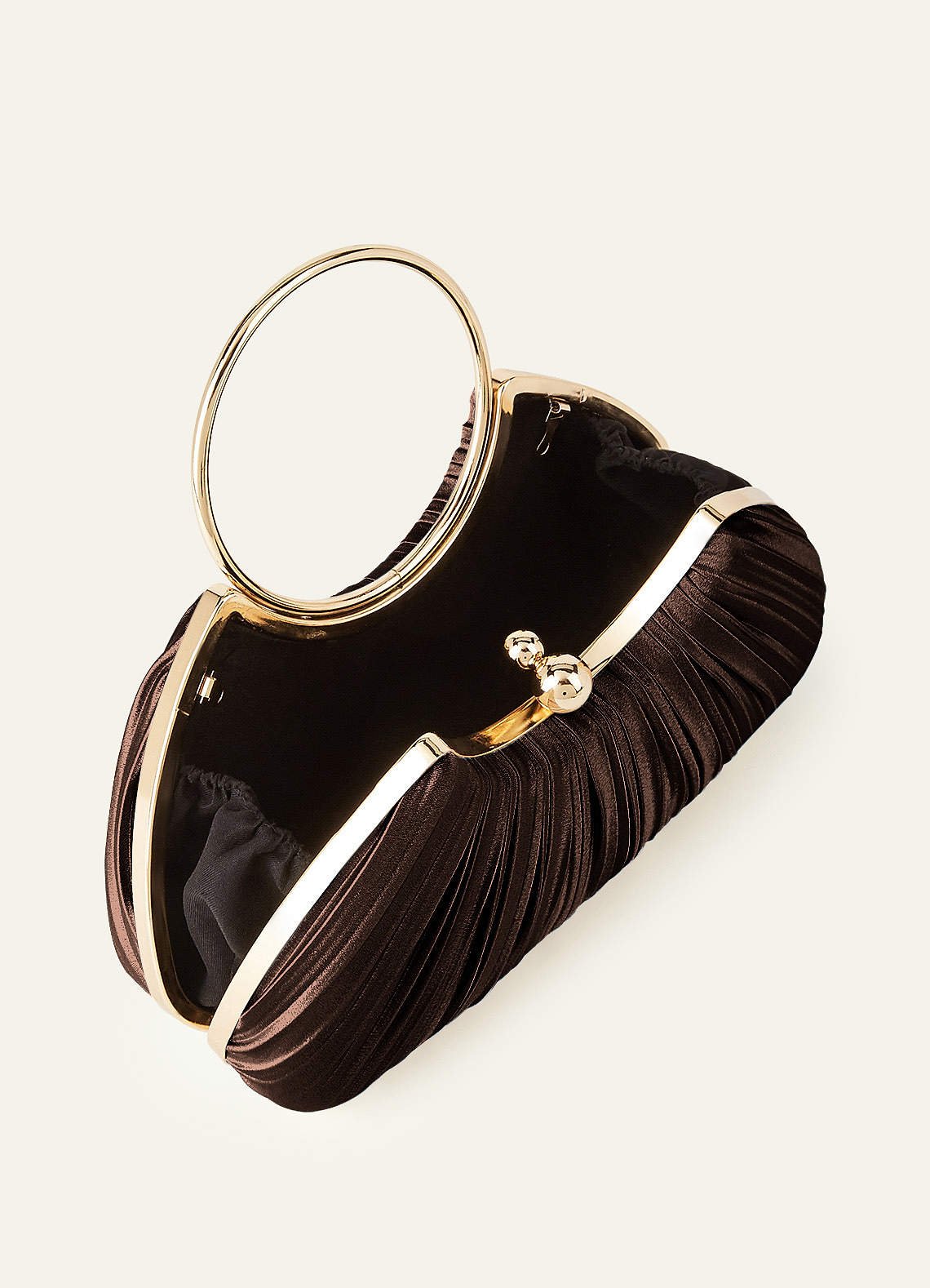 Matching Color Metallic Satin Pleated Handbag — Ganache — 图 197/204