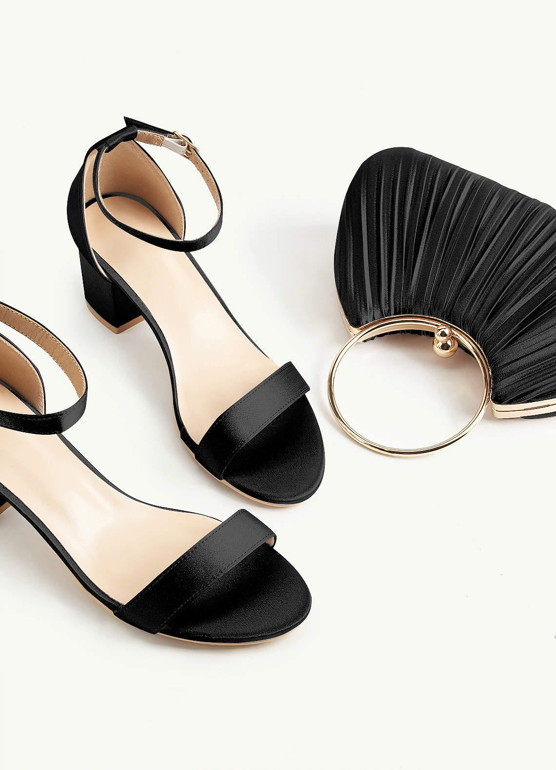 Matching Color Metallic Satin Pleated Handbag — black — 图 202/204