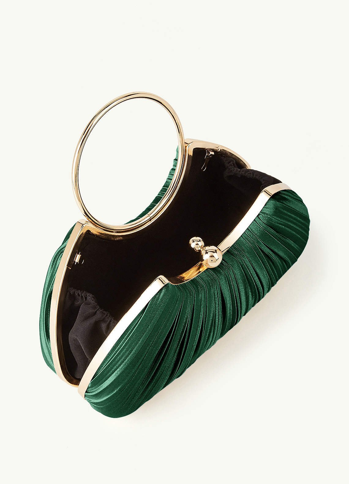 Matching Color Metallic Satin Pleated Handbag — Dark Green — 图 35/204
