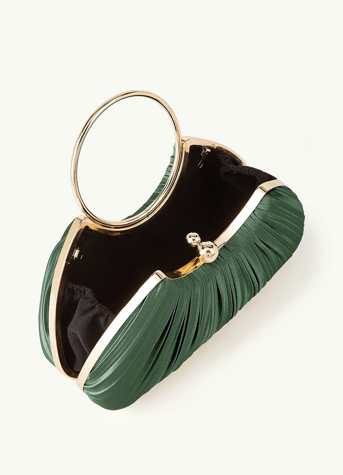 Matching Color Metallic Satin Pleated Handbag — eucalyptus — 图 23/204