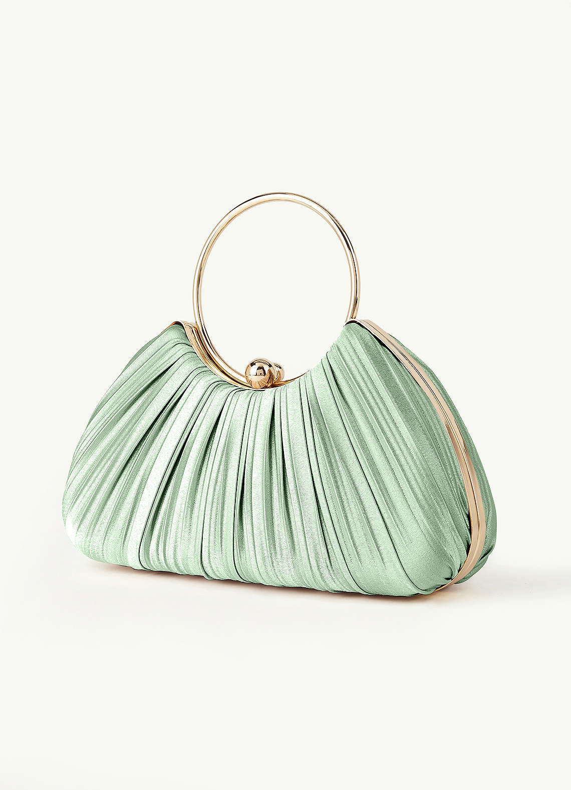Matching Color Metallic Satin Pleated Handbag — matcha — 图 18/204