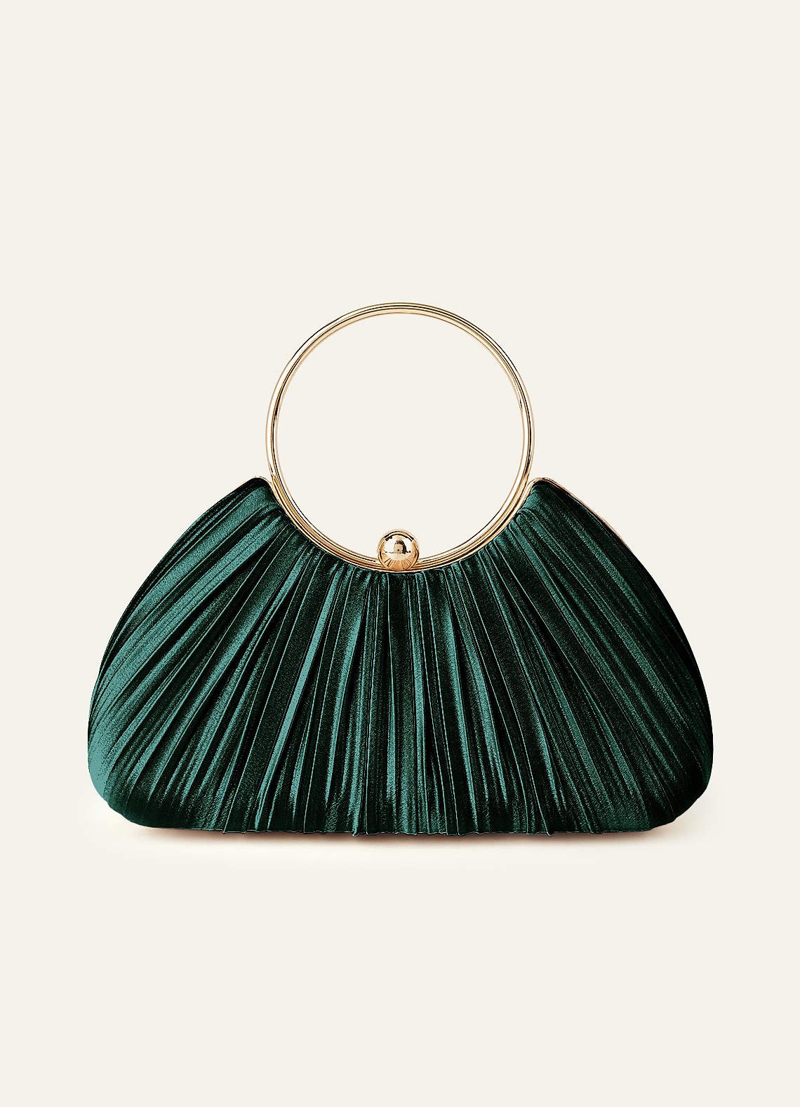 Matching Color Metallic Satin Pleated Handbag — Pine — 图 37/204