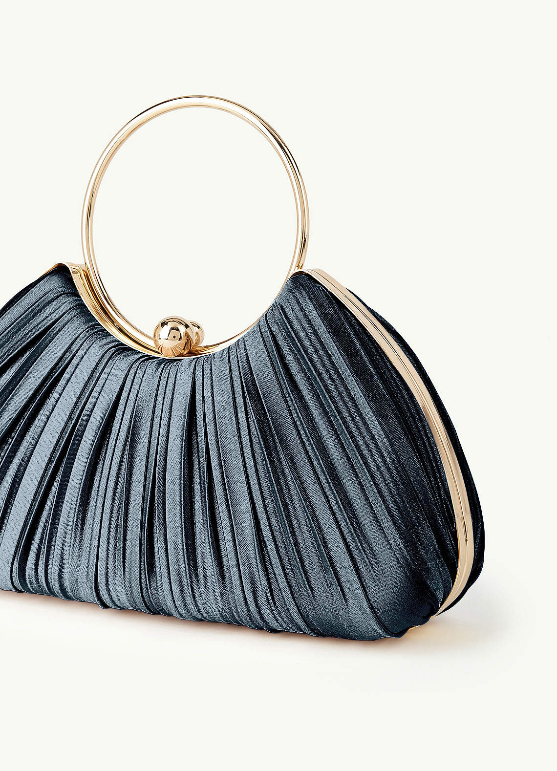 Matching Color Metallic Satin Pleated Handbag — Twilight, Dark Navy — 图 63/204
