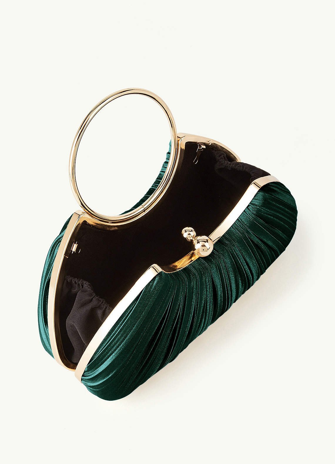Matching Color Metallic Satin Pleated Handbag — Pine — 图 41/204