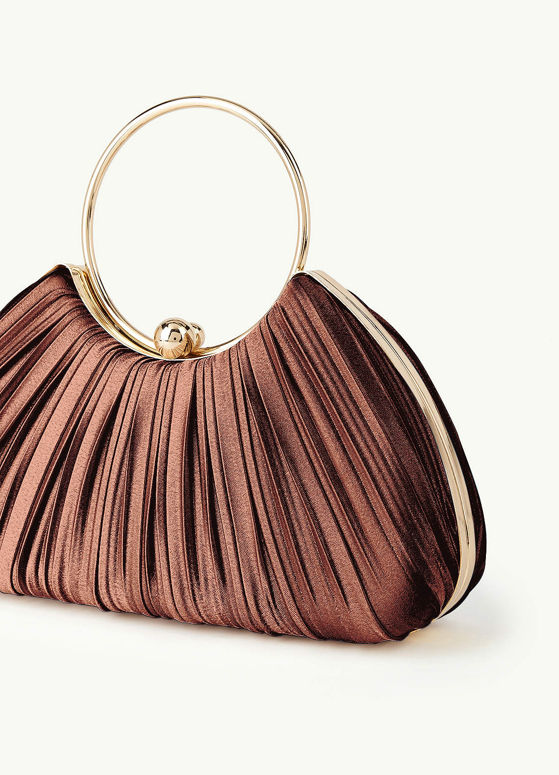 Matching Color Metallic Satin Pleated Handbag — Bronzer — 图 165/204