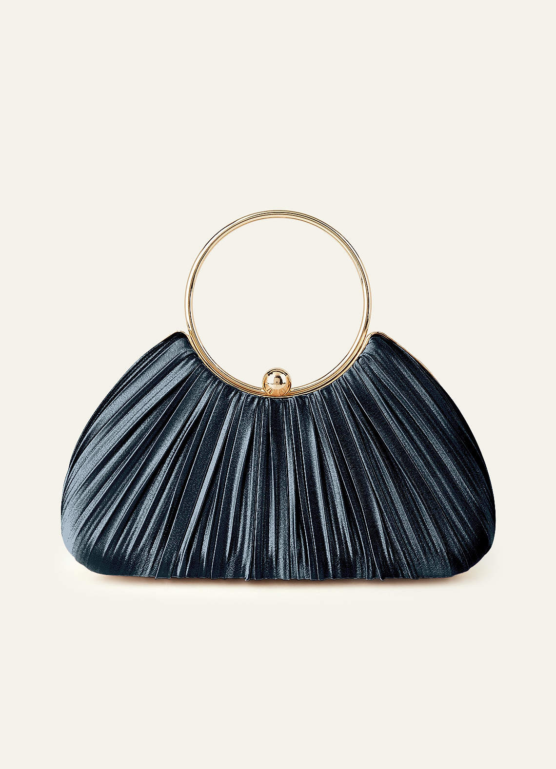 Matching Color Metallic Satin Pleated Handbag — Twilight, Dark Navy — 图 61/204