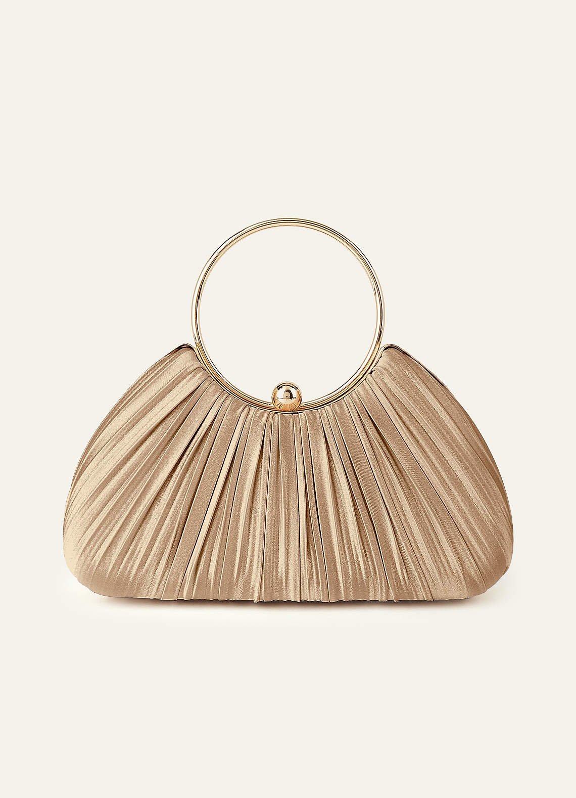 Matching Color Metallic Satin Pleated Handbag — champagne — 图 169/204