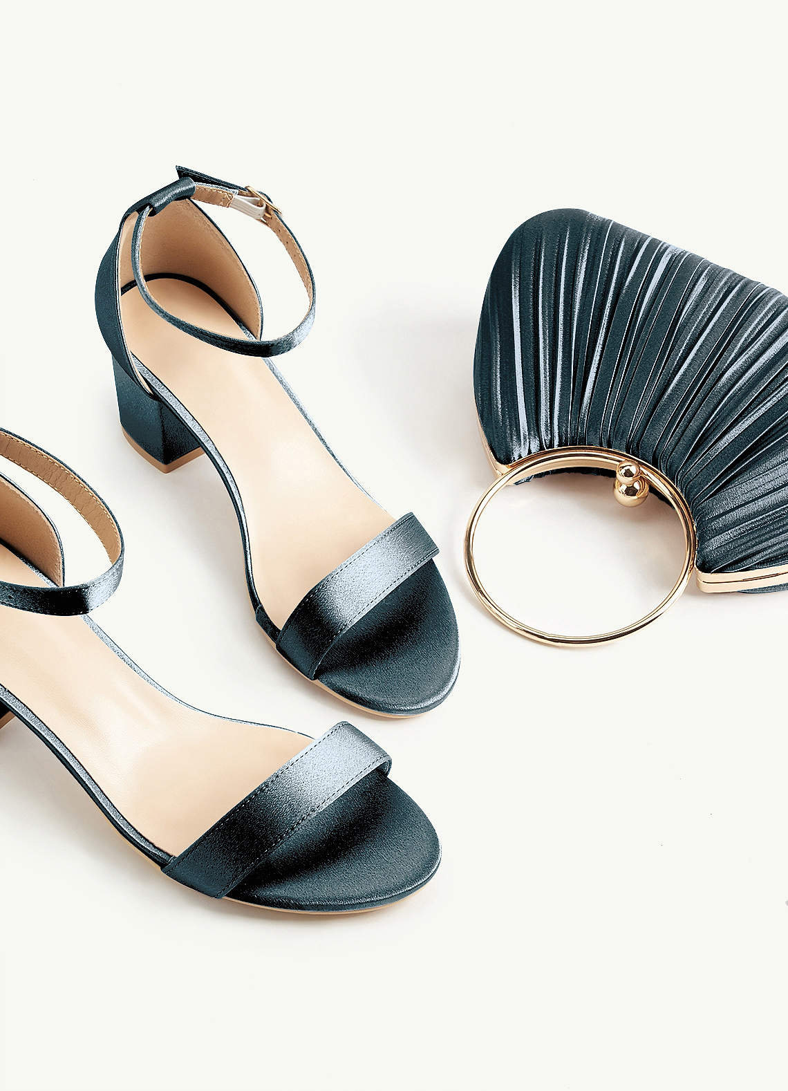 Matching Color Metallic Satin Pleated Handbag — Twilight, Dark Navy — 图 64/204