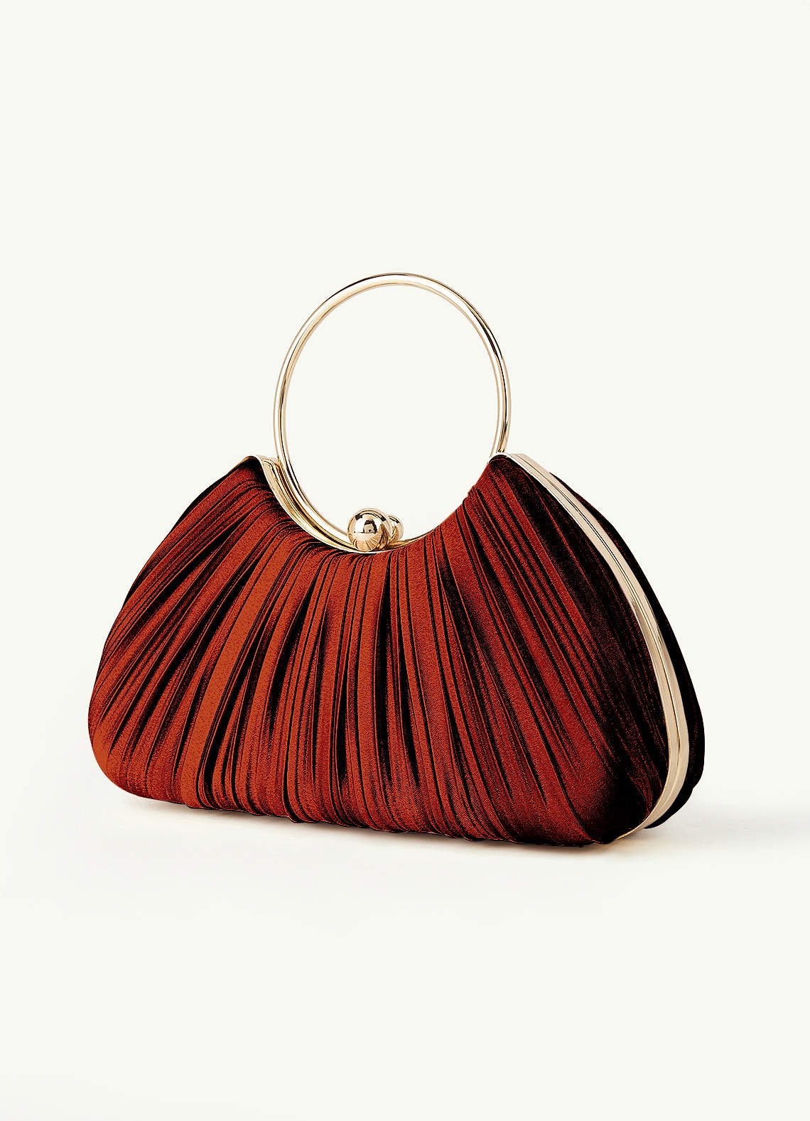 Matching Color Metallic Satin Pleated Handbag — Paprika — 图 150/204